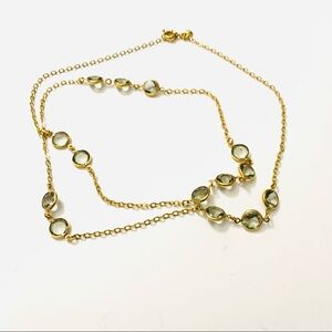 J. CREW Gold Chain and Smoky Quartz Beaded Necklace Signed